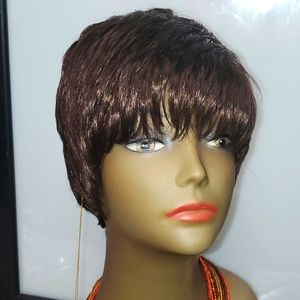 Natural Brown Synthetic Hair Stylish Wig Short with Volume